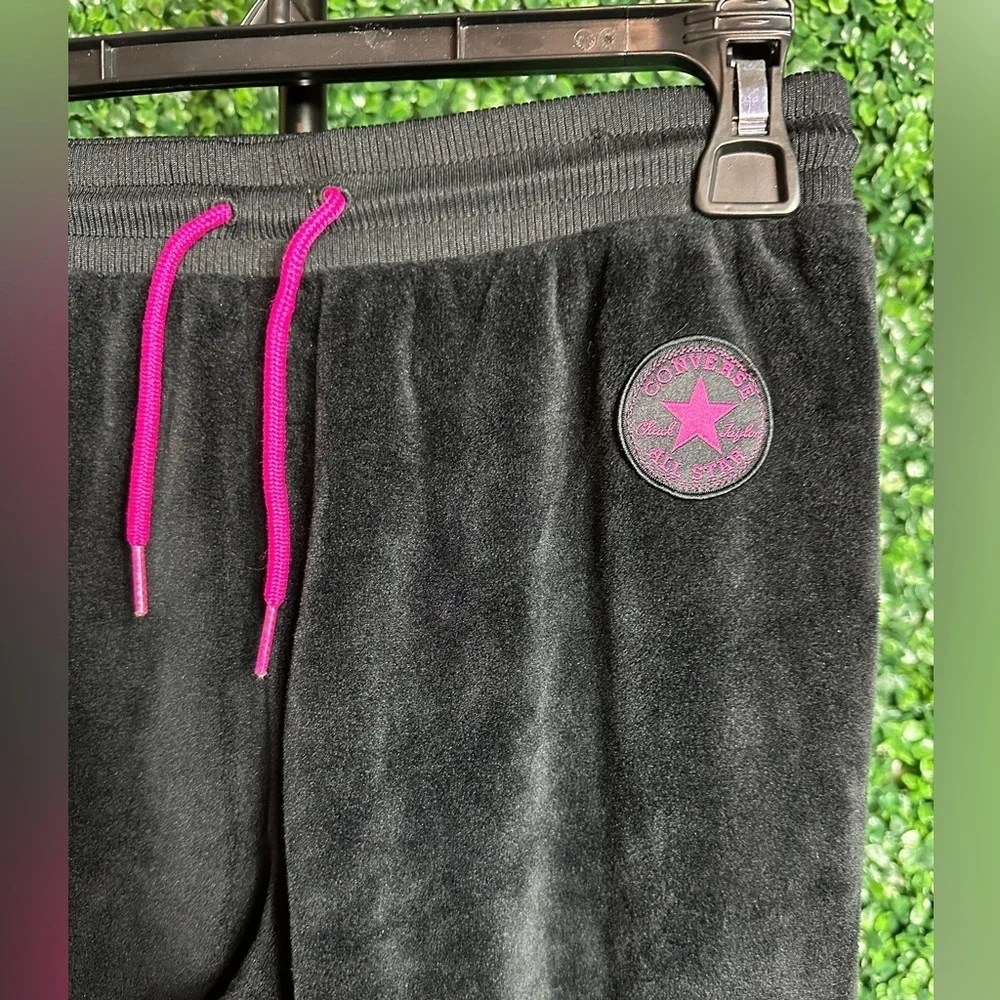 Converse All-Star Girl's Black Joggers Velour Sweatpants Size Large